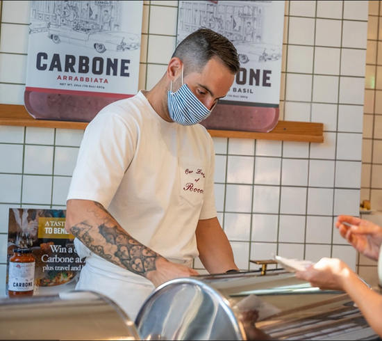 Chef Mario Carbone serves up pasta made with Carbone pasta sauce at Erewhon