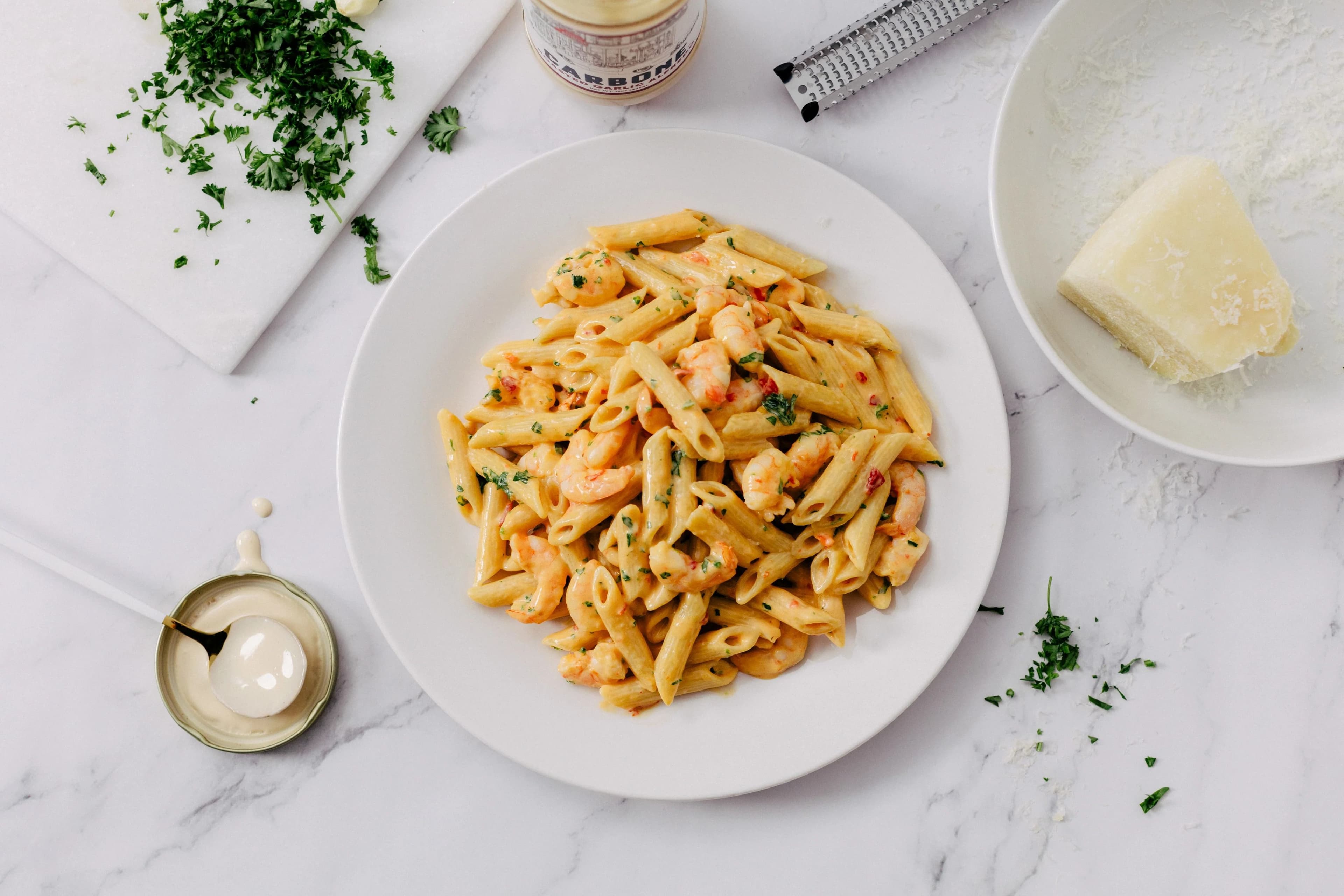Shrimp scampi penne