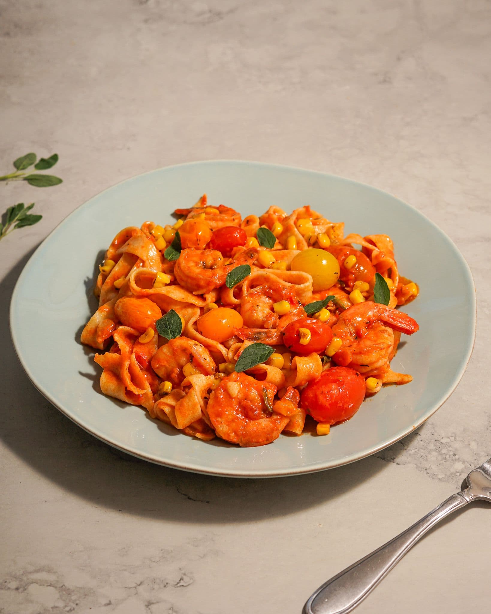 Cajun Shrimp Tagliatelle plated