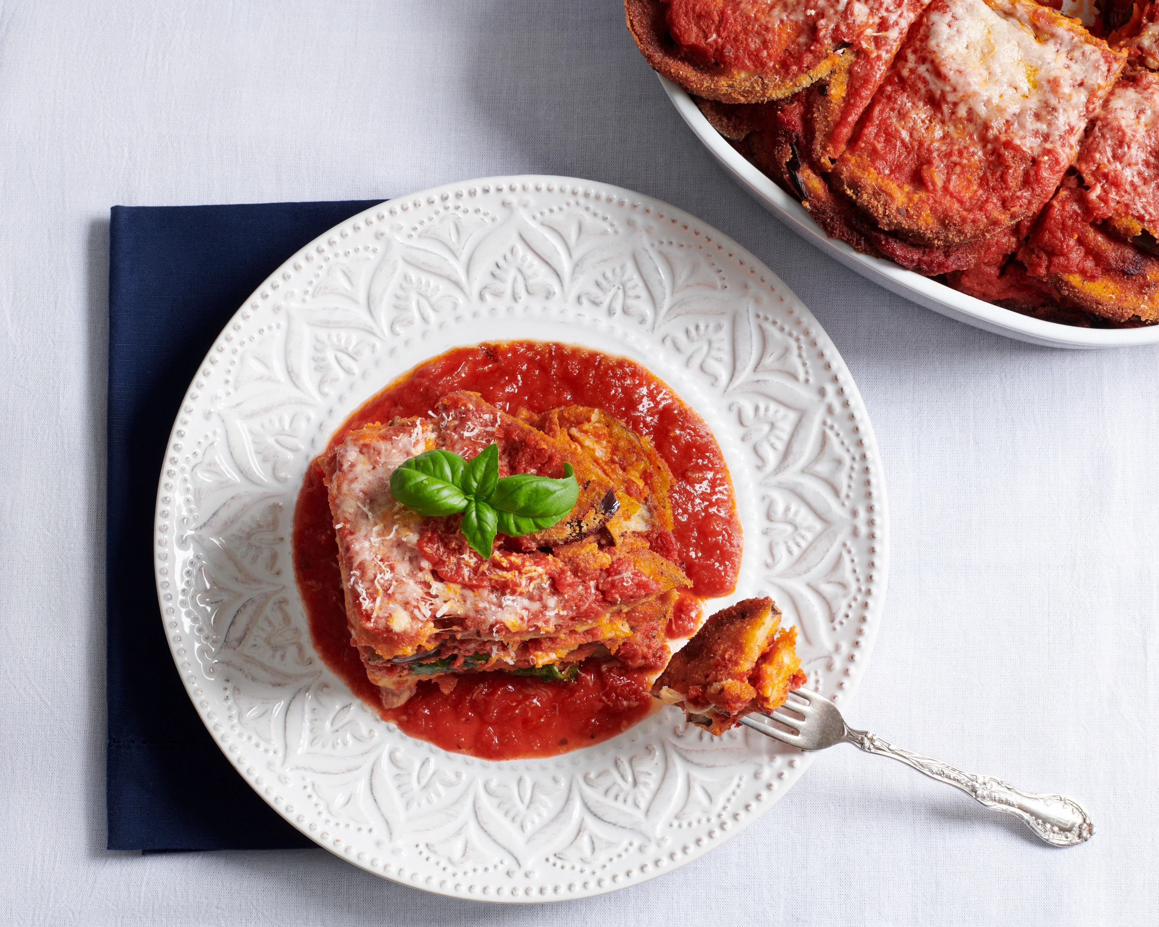 Eggplant Parmesan plated