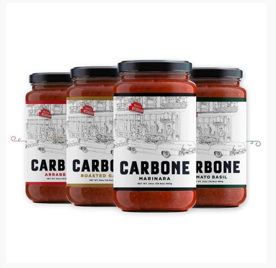 The Carbone Fine Food variety pack offers a delicious choice between marinara, tomato basil, arrabbiata, and roasted garlic. All Carbone flavors are a delicious addition to your next meal.