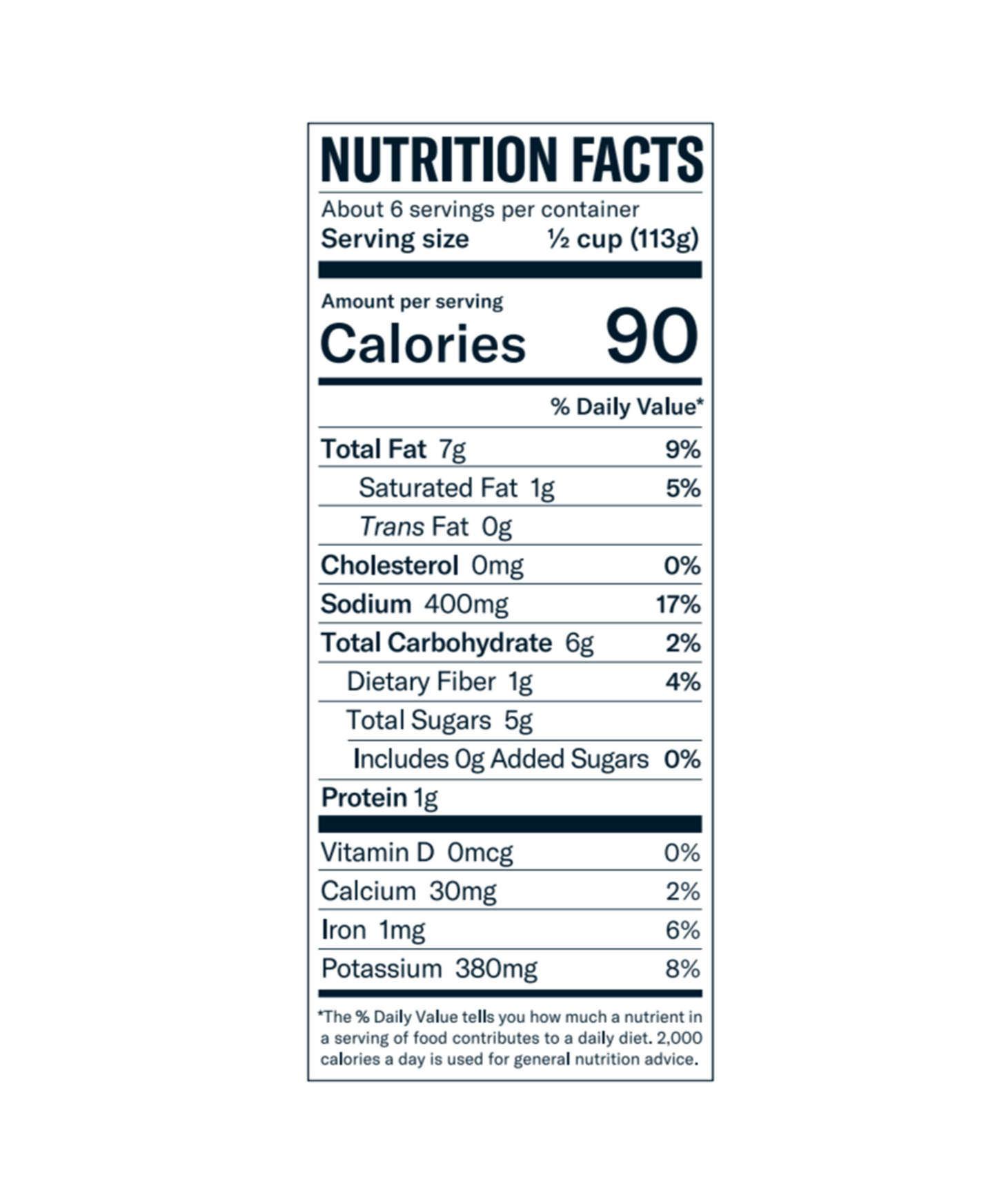 Carbone Arrabbiata Nutritional Fact Panel