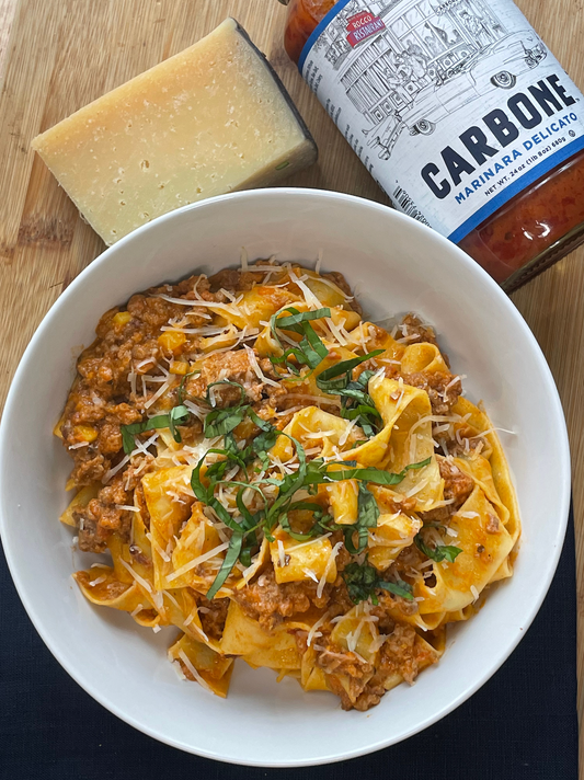 Bolognese made with Carbone Marinara Delicato Pasta Sauce low fodmap